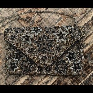 Star Beaded Satin Crossbody/Clutch